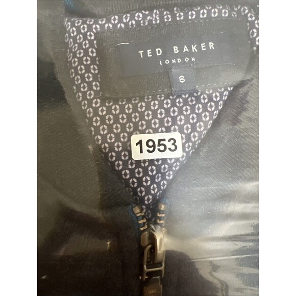 Ted Baker London Deeaz Zip Up Sweater 6 US 2XL Gray Quilted Herringbone Jacket - Picture 11 of 12